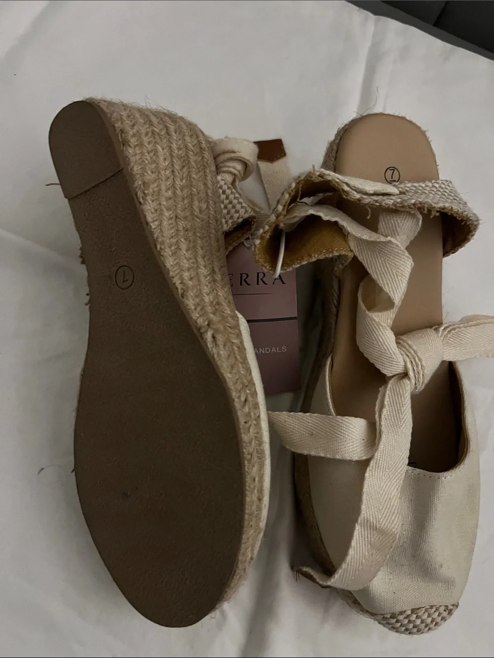 Serra Cream Canvas Espadrille Sandals with Ankle Tie
